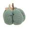 Teal Waffle Weave Pumpkin w/Burlap Leaves, 5" Dia. JL24038;