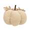 Ivory Waffle Weave Pumpkin w/Burlap Leaves, 7" Dia. CS39111;