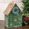 Distressed Green Metal Winter Birdhouse with Wreath 60518;