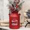 Distressed Red Metal Believe Santa & Reindeer Milk Can 70214;