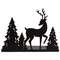 Black Metal Woodland Forest & Reindeer Candle Plate - 5"H