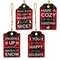 Cozy Merry Christmas Plaid Gift Tag Ornament - 4 Asstd.