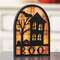 Boo & Spooky House Silhouette Plaid Background Wooden Sitter 38724;