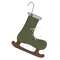 Primitive Wooden Green Ice Skate Ornament
