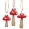 3 Set - Snowy Red-Capped Wooden Mushroom Ornaments