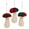 3 Set - Stuffed Red & Green Plaid Mushroom Ornaments