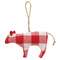 Stuffed Red & White Flannel Check Cow Ornament