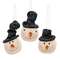 3 Set - Stuffed Floppy Hat Snowman Head Ornaments