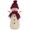 Stuffed Standing Jingle Bell Snowman with Burgundy Hat & Scarf - 14"H