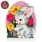 Vintage Bunny & Flowers Egg on Base