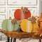 Distressed Chunky Wooden Feed Sack Stripe Pumpkin w/Leaves Sitter, 3 Asstd. 91182;