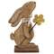 Rustic Bunny with Flower on Base