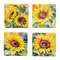 4/Set - Watercolor Sunflower Coasters & Holder