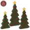 6 pc Set - Chunky Wooden Christmas Trees With Stars & Velvet Garland