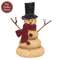 Resin Melting Top Hat Snowman With Burgundy Scarf - 7"H