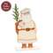 Glittered Ivory Wooden Santa With Greenery on Base