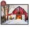 Cozy Christmas Barn with Cow Framed Canvas - 16.5x12.5