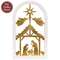 Antique Gold Metal Nativity Scene in Wood Frame - 15.75"