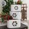 3/Set - Distressed White Snowflake Oval Metal Buckets