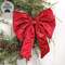 Red Plush Christmas Bow - 13.5"H